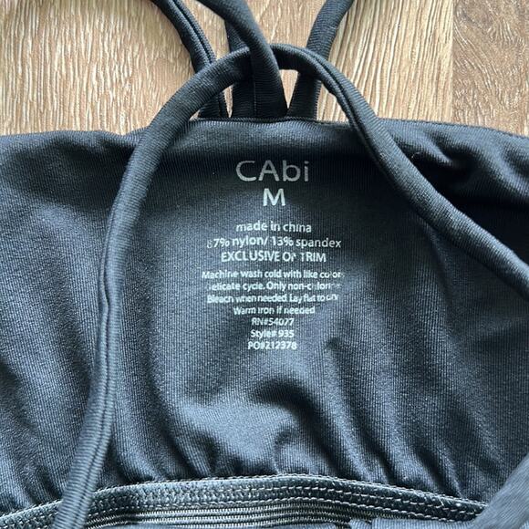 Cabi Power Strappy Back Tank Top Black Size Medium Shelf Bra - Picture 2 of 4